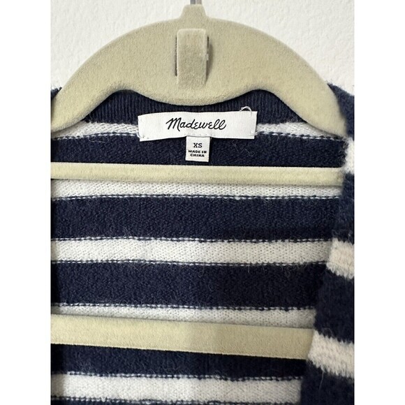Madewell Cozy Walker Wool Blend Striped Open Front Cardigan - Picture 5 of 6